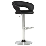 Travia Adjustable Leatherette Swivel Bar Stool Black and Chrome view 2