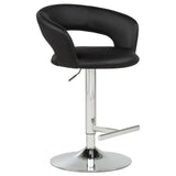 Travia Adjustable Leatherette Swivel Bar Stool Black and Chrome view 3