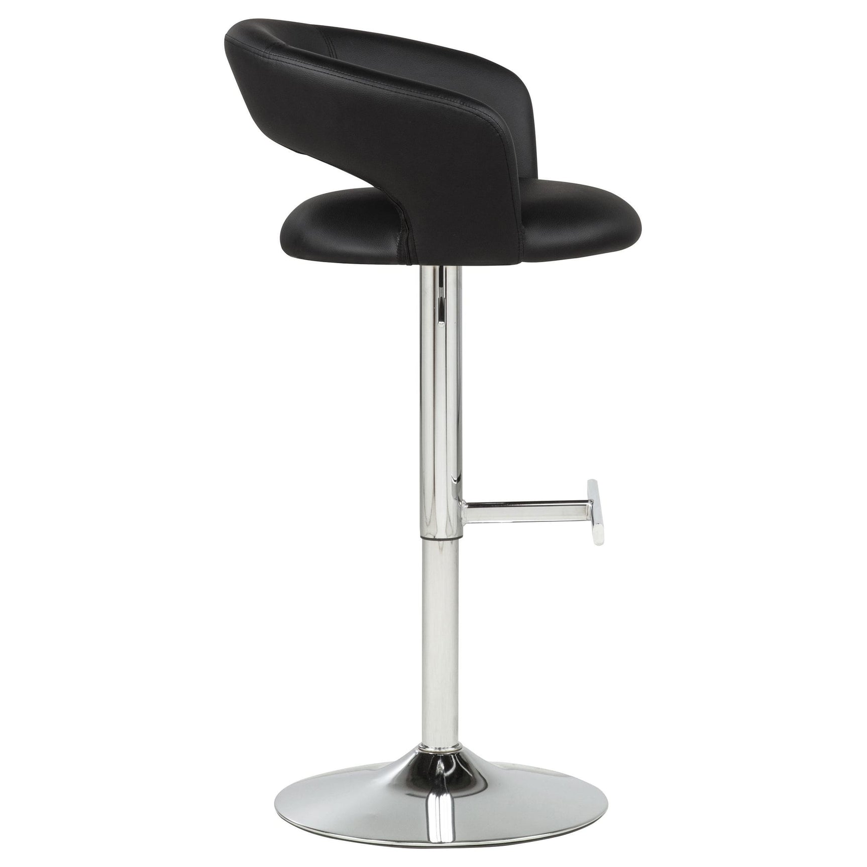 Travia Adjustable Leatherette Swivel Bar Stool Black and Chrome view 5