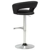Travia Adjustable Leatherette Swivel Bar Stool Black and Chrome view 6