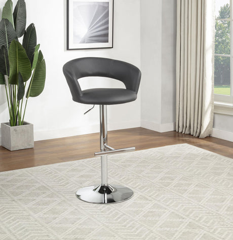 Travia Adjustable Leatherette Swivel Bar Stool Grey and Chrome from Decor Furniture