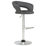 Travia Adjustable Leatherette Swivel Bar Stool Grey and Chrome view 2