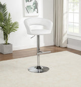 Travia Adjustable Leatherette Swivel Bar Stool White and Chrome from Decor Furniture
