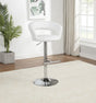 Travia Adjustable Leatherette Swivel Bar Stool White and Chrome from Decor Furniture
