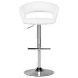 Travia Adjustable Leatherette Swivel Bar Stool White and Chrome view 4
