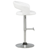 Travia Adjustable Leatherette Swivel Bar Stool White and Chrome view 5