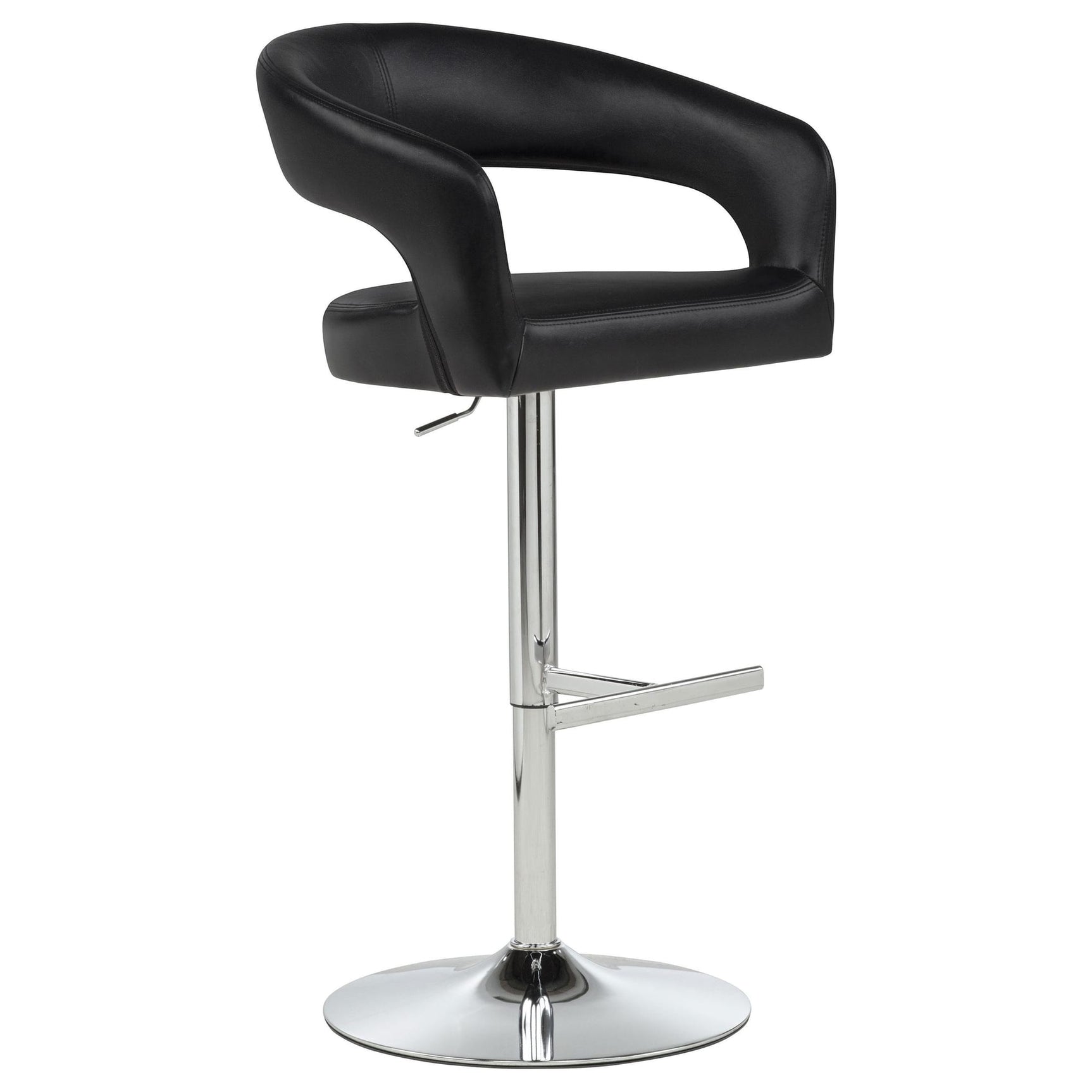 Travia Leatherette Upholstered Adjustable Bar Stool Black from Decor Furniture