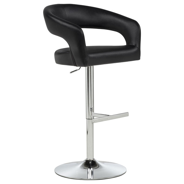 Travia Leatherette Upholstered Adjustable Bar Stool Black from Decor Furniture