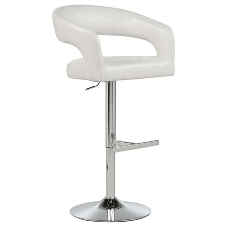 Travia Leatherette Upholstered Adjustable Bar Stool Ivory from Decor Furniture