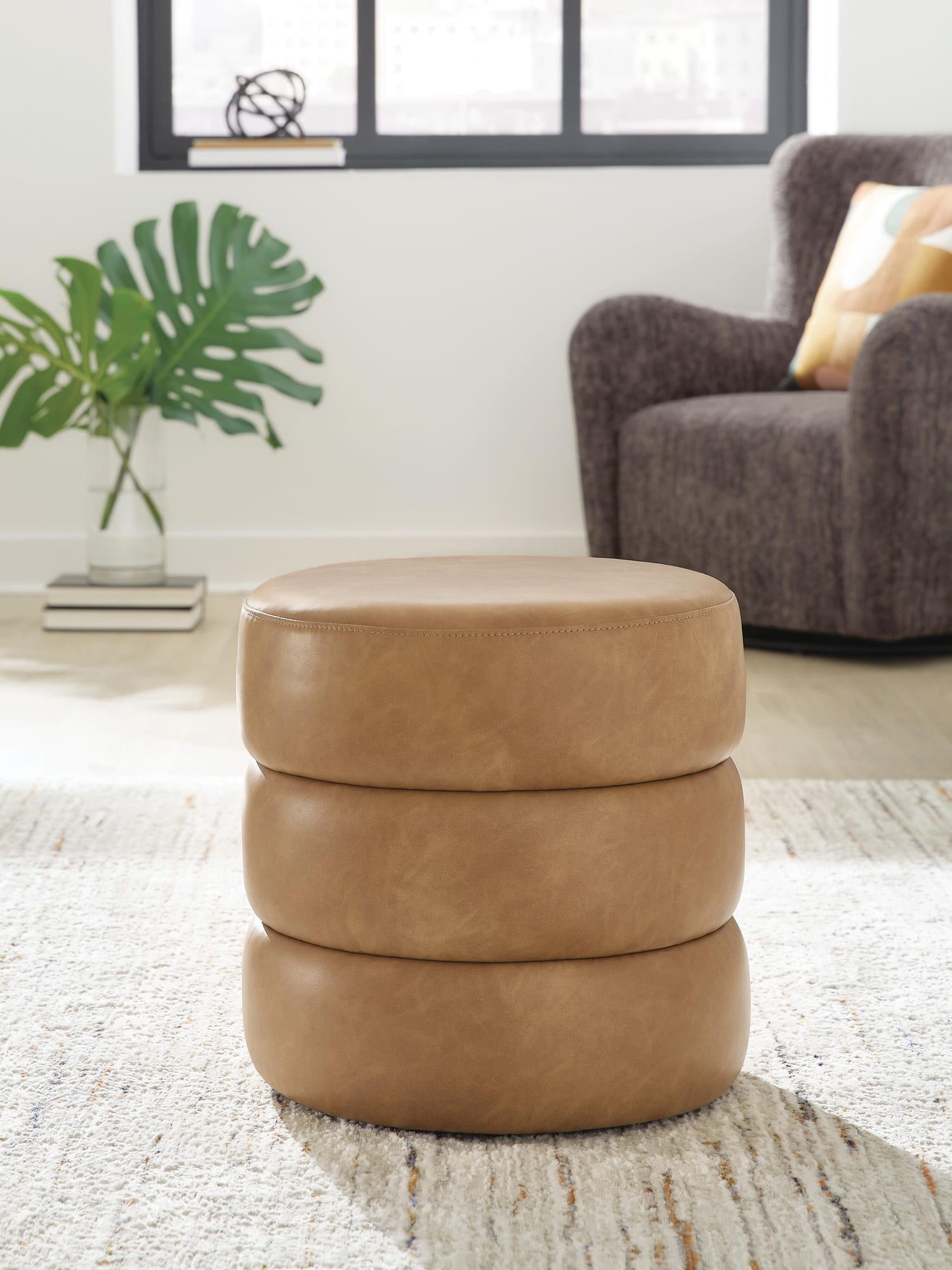 Ummi Caramel Swivel Accent Ottoman from Decor Furniture