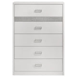 Viana 5-Drawer Chest of Drawers with Chrome Pulls White High Gloss view 3