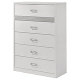 Viana 5-Drawer Chest of Drawers with Chrome Pulls White High Gloss view 4