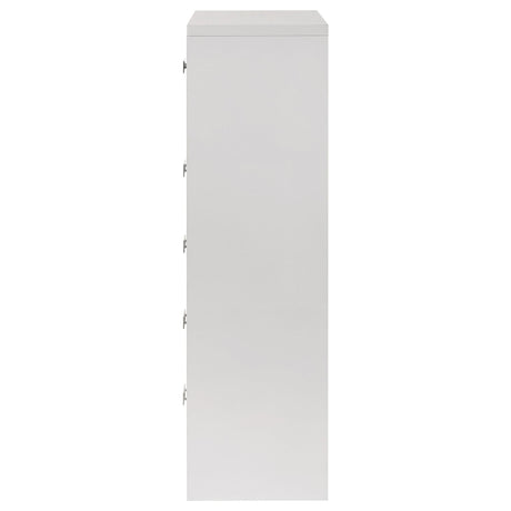 Viana 5-Drawer Chest of Drawers with Chrome Pulls White High Gloss view 5
