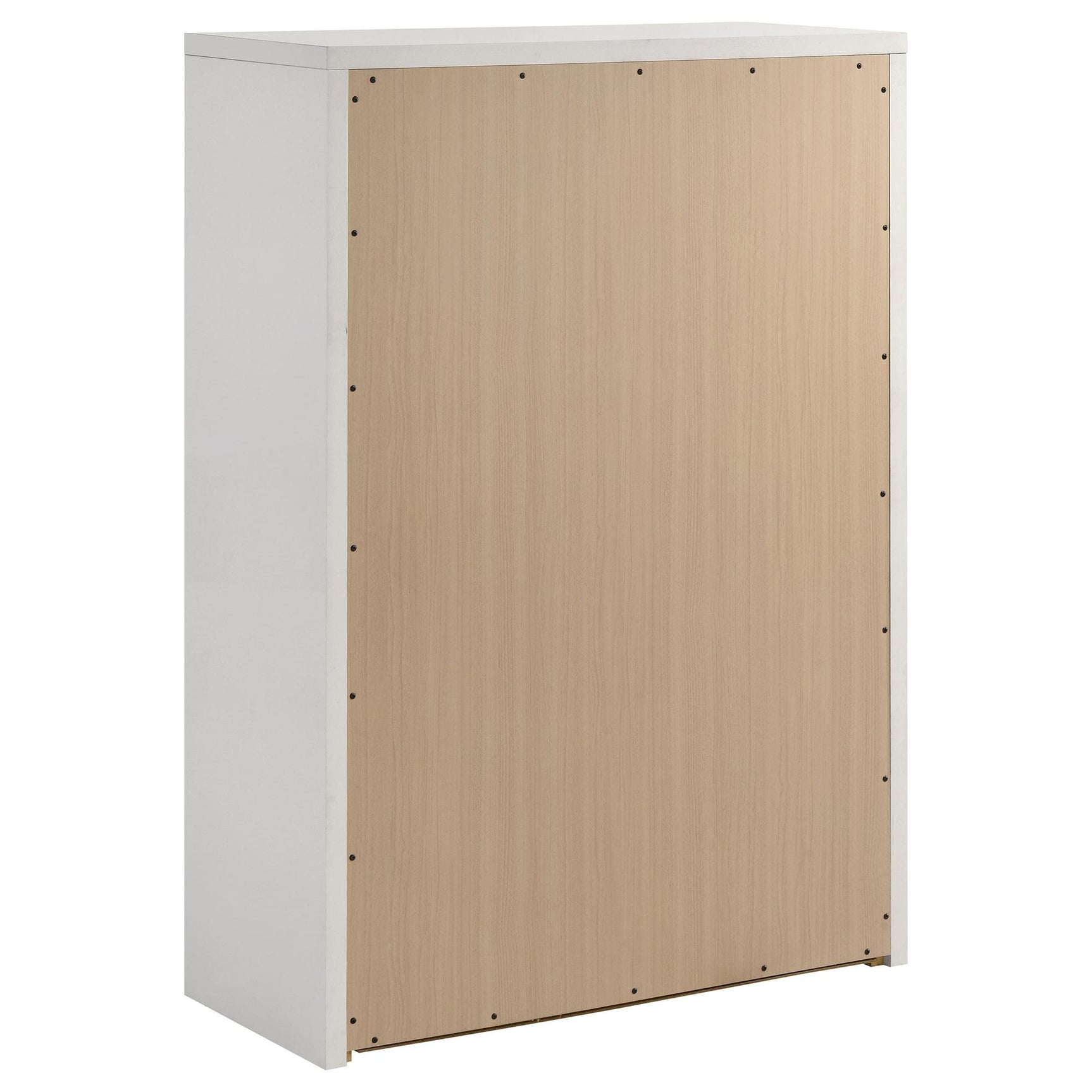Viana 5-Drawer Chest of Drawers with Chrome Pulls White High Gloss view 6