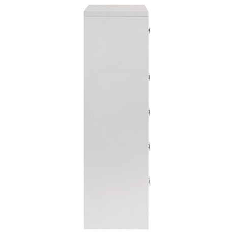 Viana 5-Drawer Chest of Drawers with Chrome Pulls White High Gloss view 9