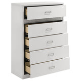 Viana 5-Drawer Chest of Drawers with Chrome Pulls White High Gloss view 10