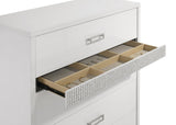 Viana 5-Drawer Chest of Drawers with Chrome Pulls White High Gloss view 11