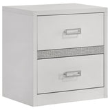 Viana Contemporary 2-Drawer Nightstand with Chrome Pulls White High Gloss from Decor Furniture