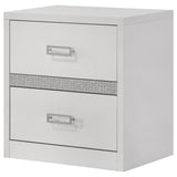 Viana Contemporary 2-Drawer Nightstand with Chrome Pulls White High Gloss view 4