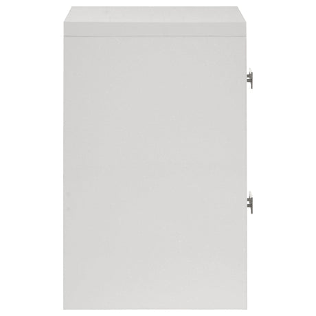 Viana Contemporary 2-Drawer Nightstand with Chrome Pulls White High Gloss view 9