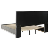 Viana Eastern King Chenille Platform Bed Grey and White High Gloss view 5