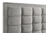 Viana Eastern King Chenille Platform Bed Grey and White High Gloss view 7