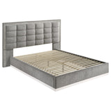 Viana Queen Chenille Platform Bed Grey and White High Gloss from Decor Furniture