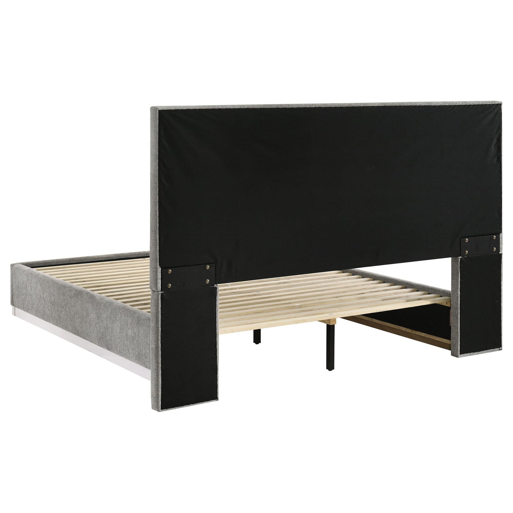 Viana Queen Chenille Platform Bed Grey and White High Gloss view 5