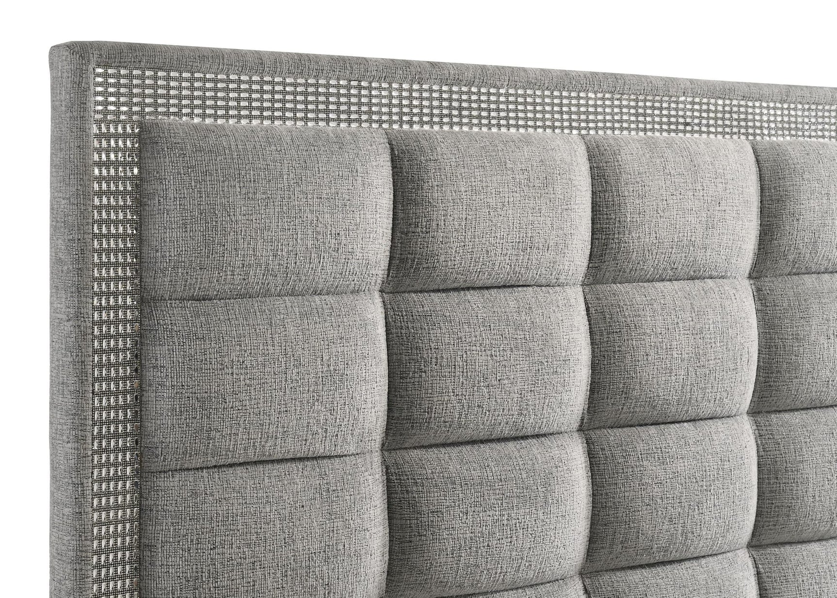 Viana Queen Chenille Platform Bed Grey and White High Gloss view 7