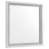Viana Square Beveled Dresser Mirror with Faceted Trim White High Gloss from Decor Furniture