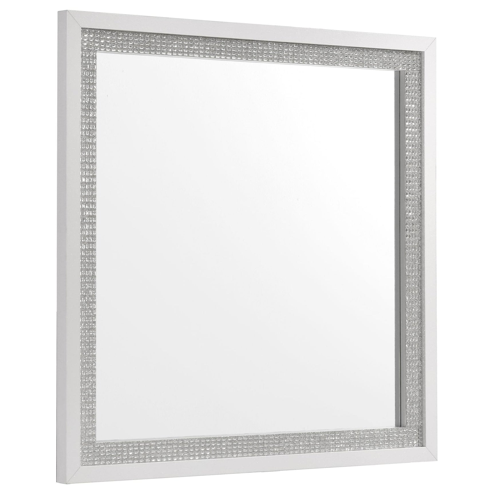 Viana Square Beveled Dresser Mirror with Faceted Trim White High Gloss from Decor Furniture