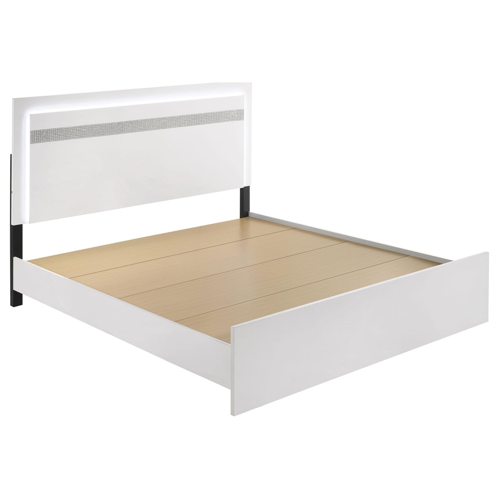 Viana Touch-Control LED Eastern King Platform Bed White High Gloss from Decor Furniture