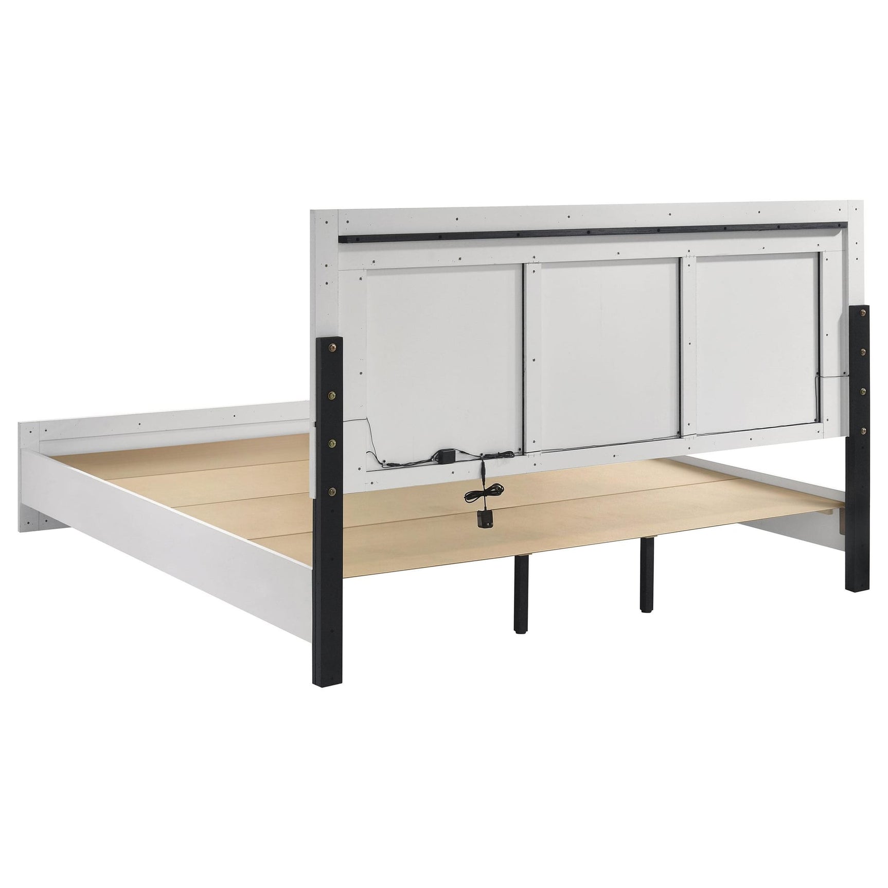 Viana Touch-Control LED Eastern King Platform Bed White High Gloss view 5