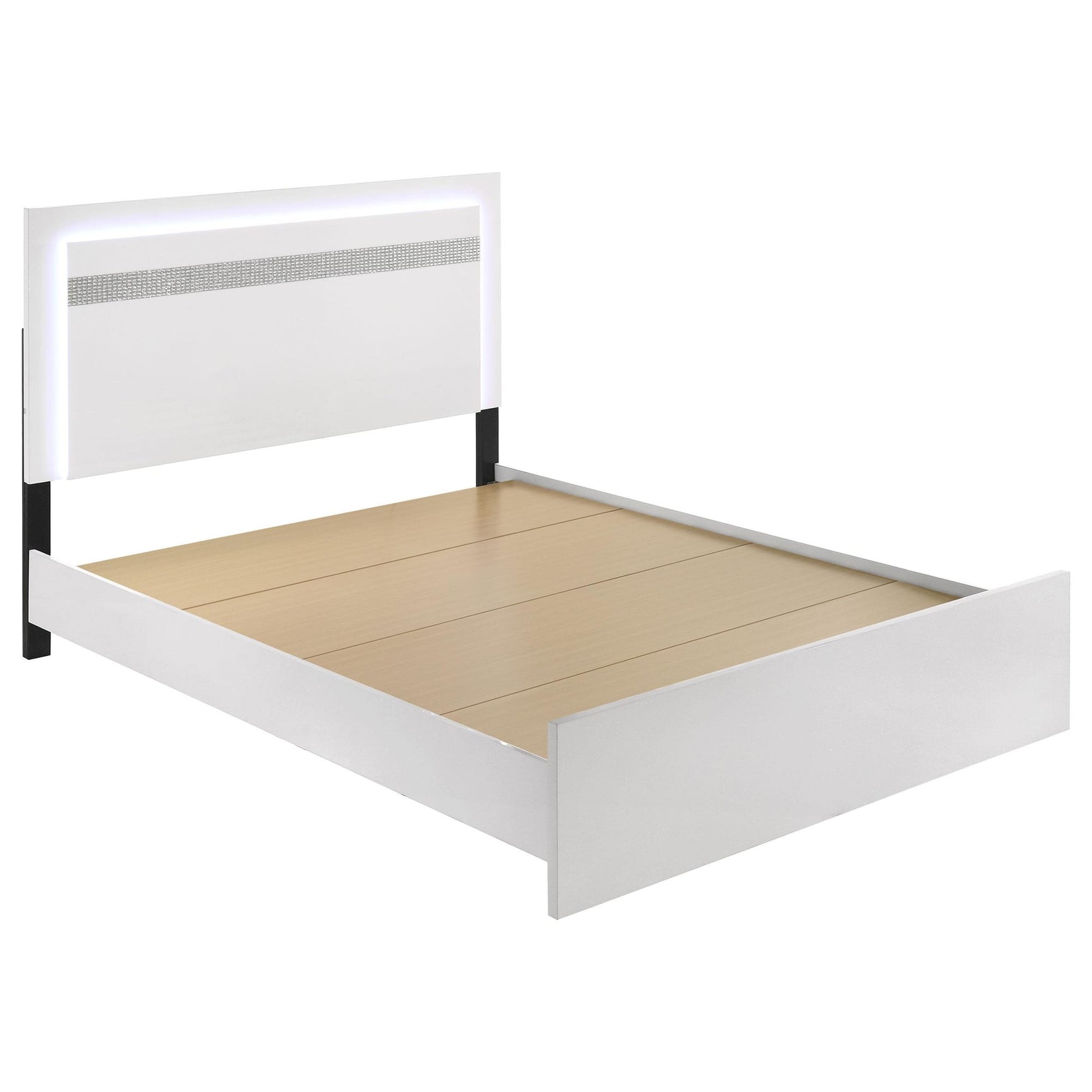 Viana Touch-Control LED Queen Platform Bed White High Gloss from Decor Furniture