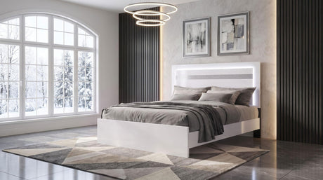 Viana Touch-Control LED Queen Platform Bed White High Gloss view 2