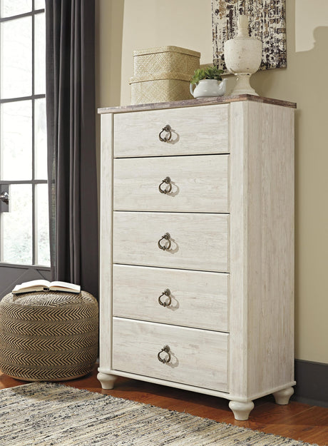 Willowton Whitewash Sleigh Bedroom Set from Decor Furniture