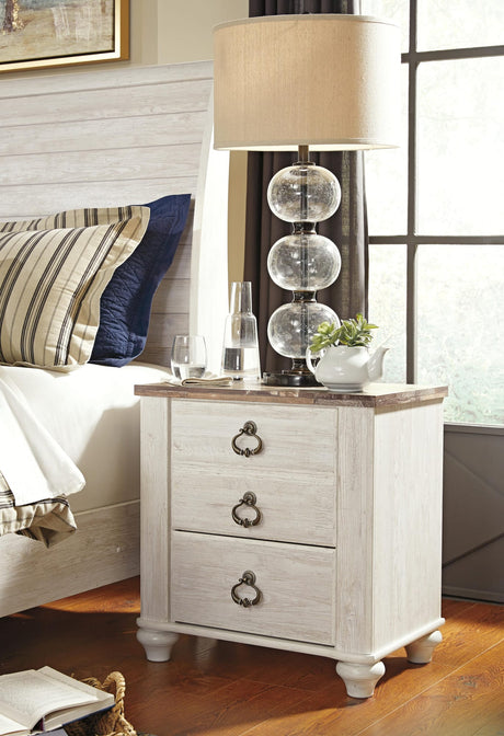 Willowton Whitewash Sleigh Bedroom Set view 2