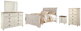 Willowton Whitewash Sleigh Bedroom Set view 5