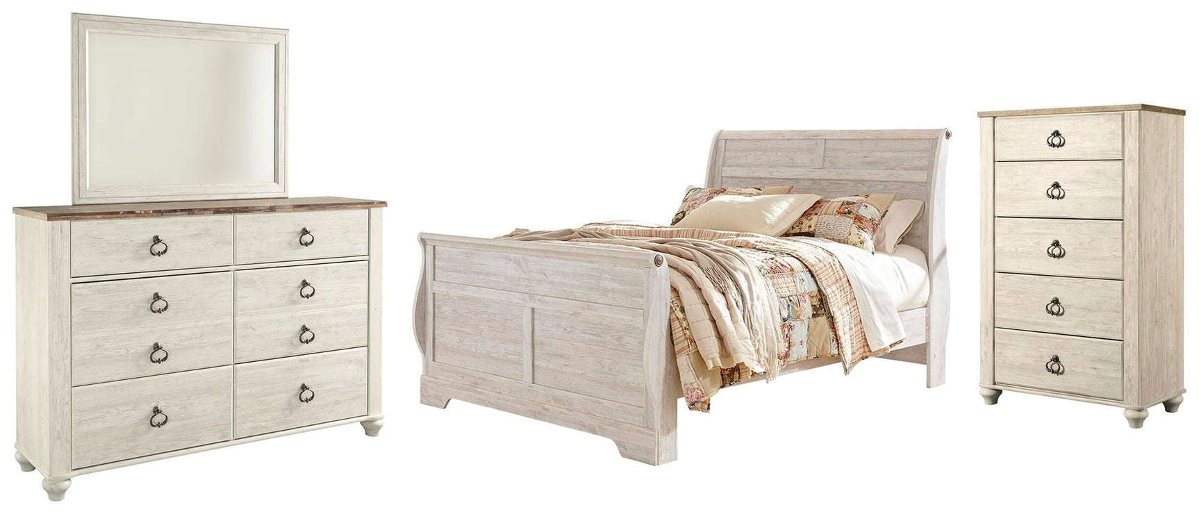 Willowton Whitewash Sleigh Bedroom Set view 8