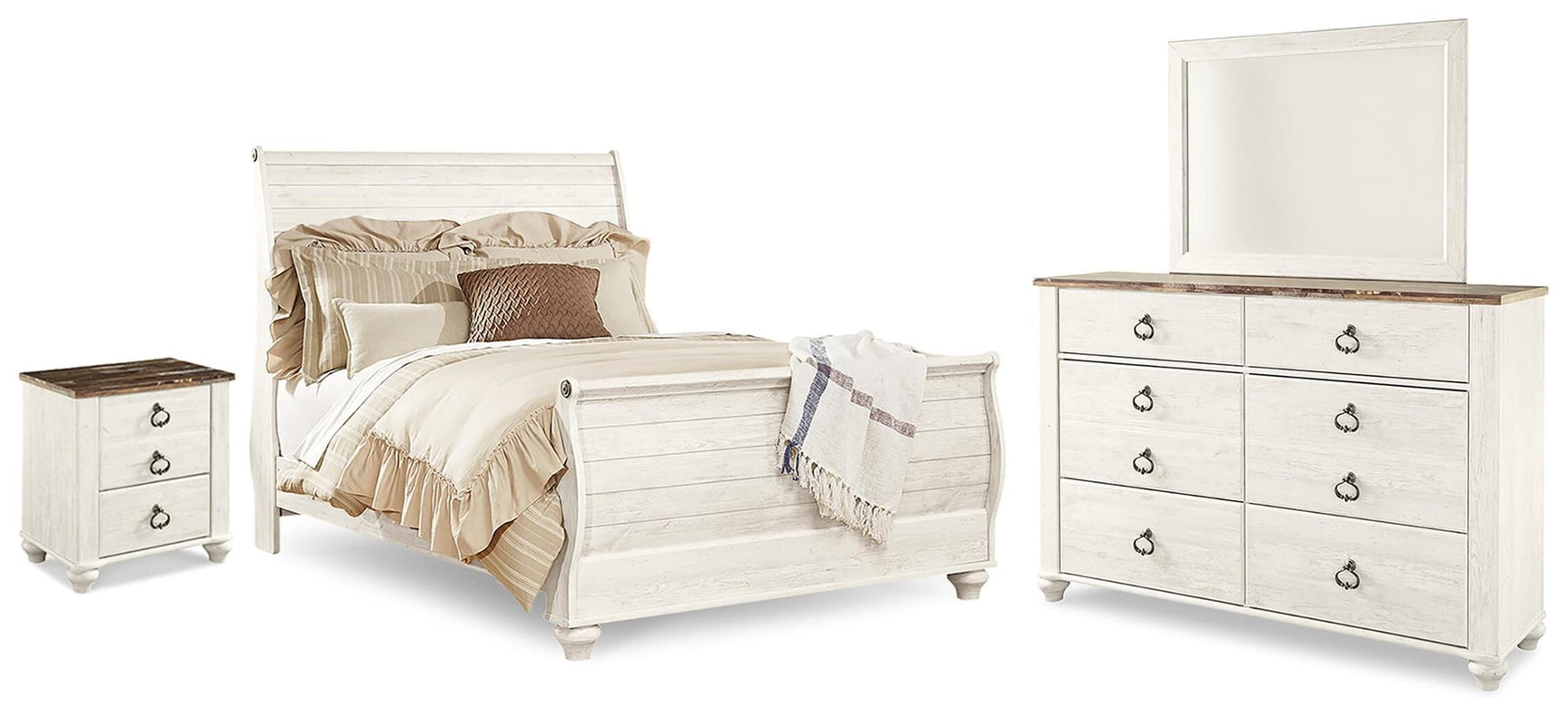 Willowton Whitewash Sleigh Bedroom Set view 10