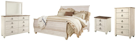 Willowton Whitewash Sleigh Bedroom Set view 14
