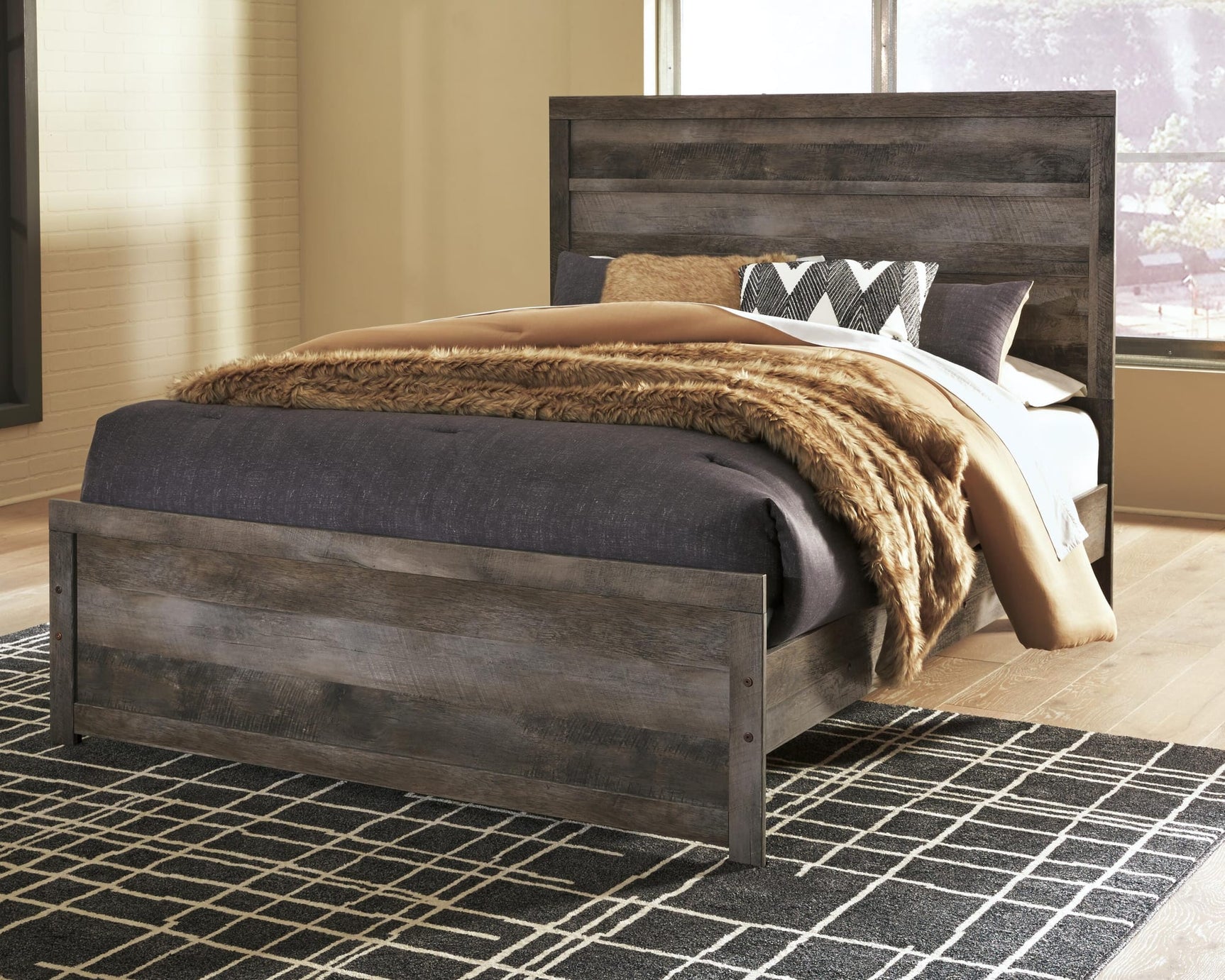 Wynnlow Gray Panel Bedroom Set Queen 4: Bed, Dresser, Mirror, NightStand from Decor Furniture
