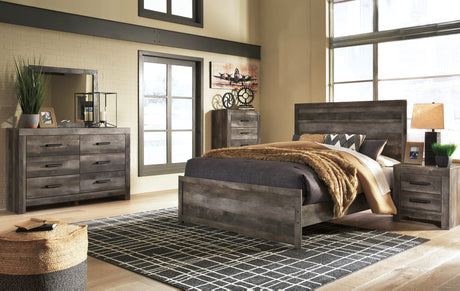Wynnlow Gray Panel Bedroom Set King 3: Bed, Dresser, Mirror from Decor Furniture