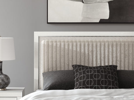 Zuraleus White Upholstered Panel Bedroom Set 2 Queen 3: Bed, Dresser, Mirror from Decor Furniture