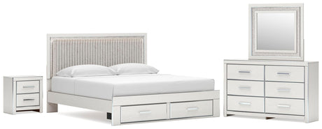 Zuraleus White Upholstered Panel Platform Storage Bedroom Set view 2