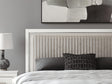 Zuraleus White Upholstered Panel Platform Storage Bedroom Set King 3: Bed, Dresser, Mirror from Decor Furniture