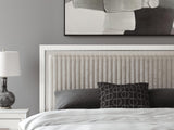 Zuraleus White Upholstered Panel Platform Storage Bedroom Set King 3: Bed, Dresser, Mirror from Decor Furniture