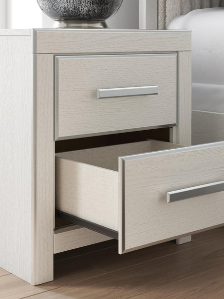 Zuraleus White Upholstered Panel Platform Storage Bedroom Set King 5: Bed, Dresser, Mirror, Chest, NightStand from Decor Furniture