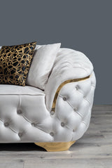 Detailed view of sofa cushions and fabric texture