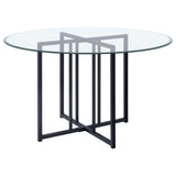 Pace 48-inch Round Glass Top Dining Table Matte Black — product image 3